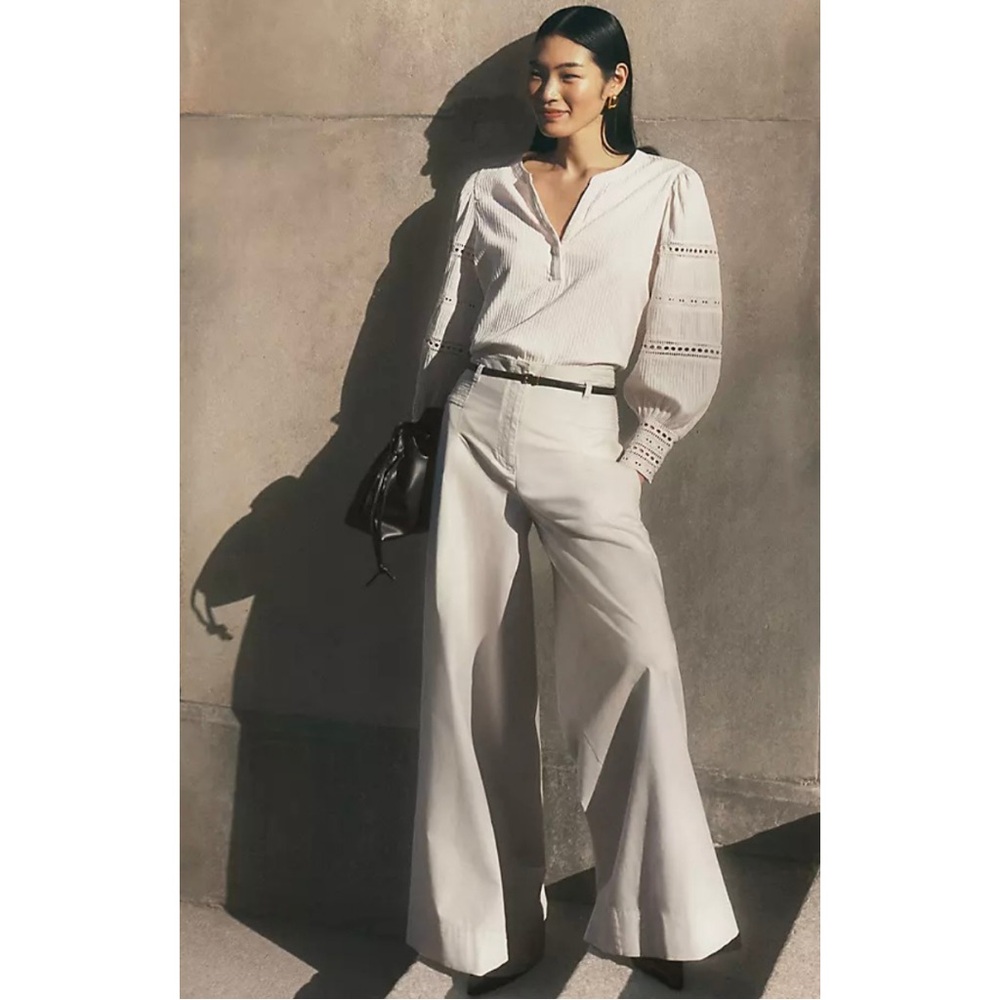 Ann Taylor White Wide-Leg Pants